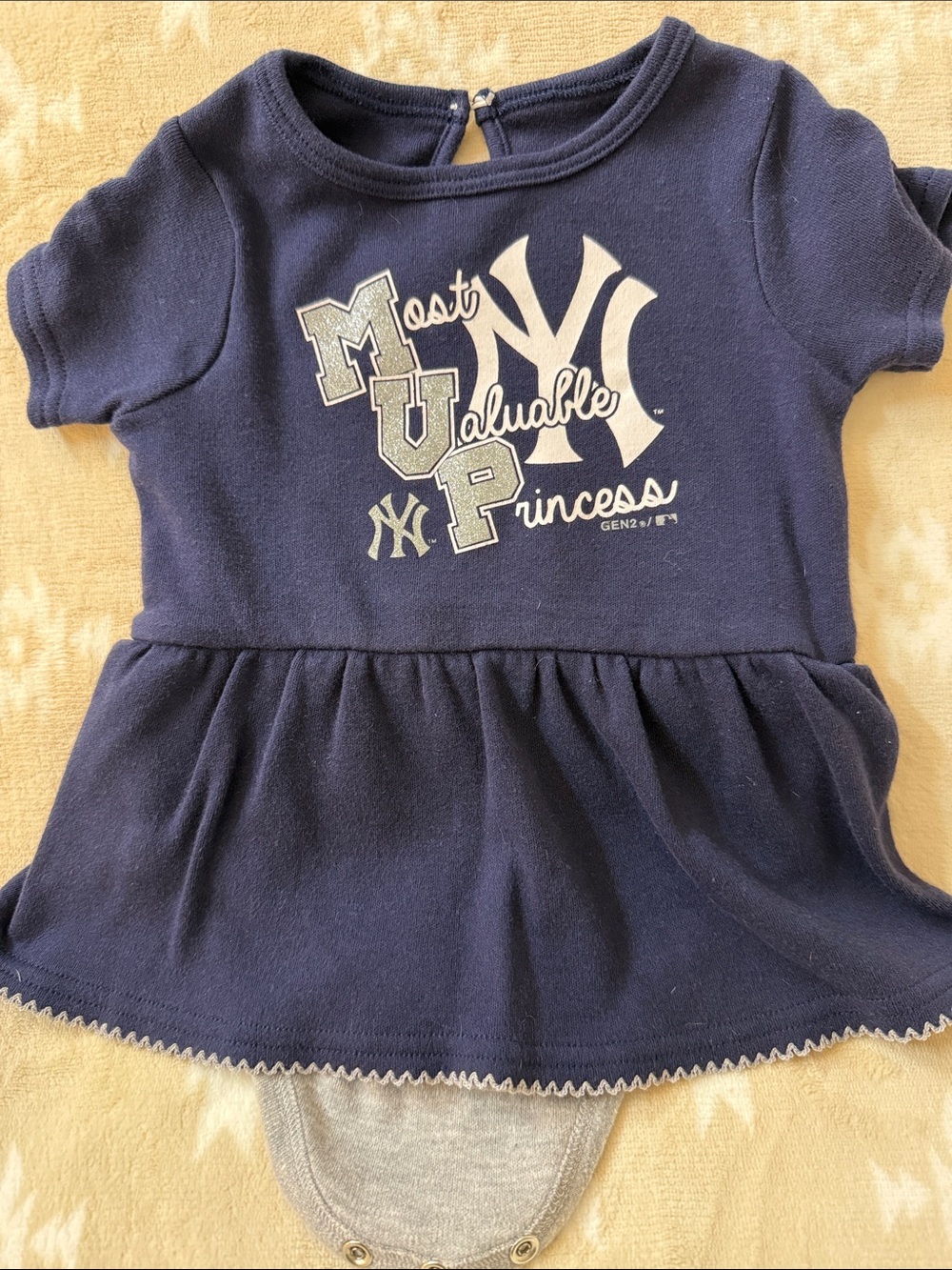 MLB New York Yankees Navy Baby Dress/onesie 6-9mths